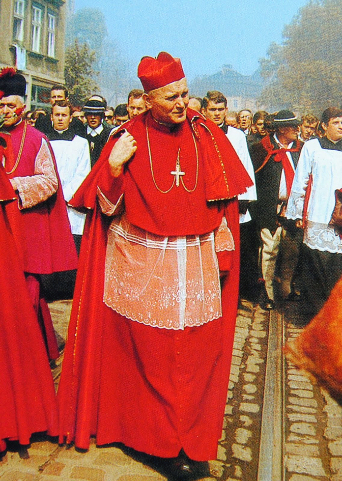 Pope John Paul II Wearing The Cappa Magna (As Cardinal Wojtyla)